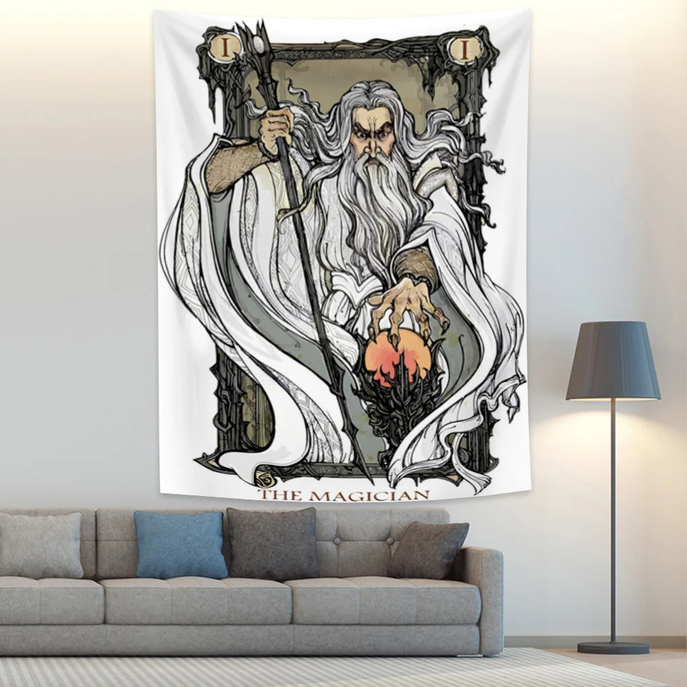 Western Witch Tarot Card Pattern Tapestry