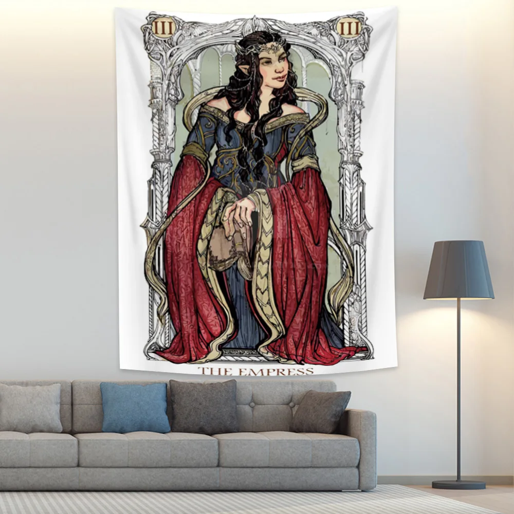 Western Witch Tarot Card Pattern Tapestry