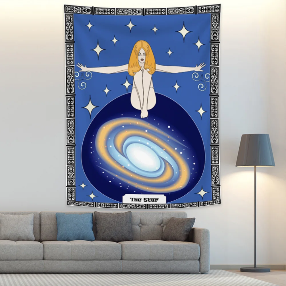 Western Witch Tarot Card Pattern Tapestry