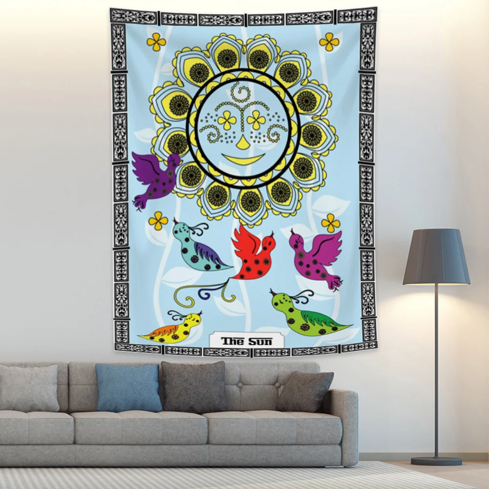 Western Witch Tarot Card Pattern Tapestry