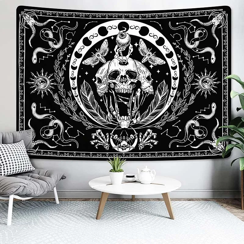 Black White Snake Tapestry