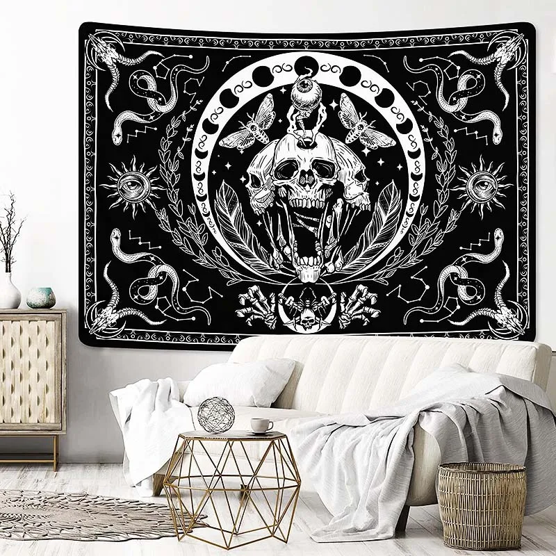 Black White Snake Tapestry