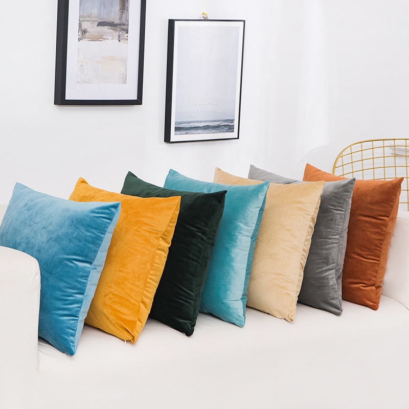 Solid Color Velvet Cushion Cover