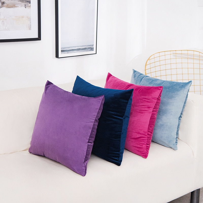 Solid Color Velvet Cushion Cover