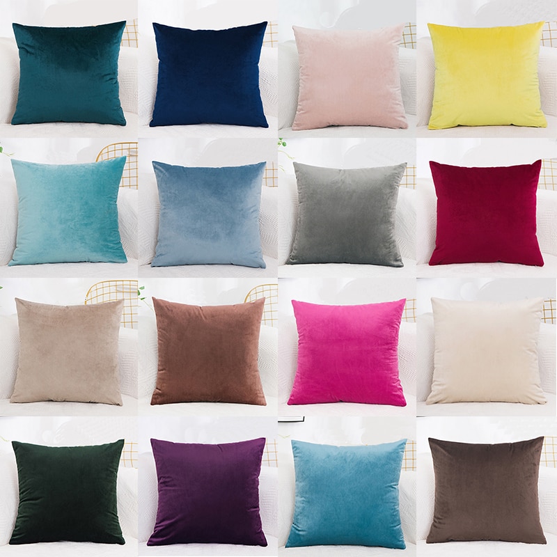 Solid Color Velvet Cushion Cover