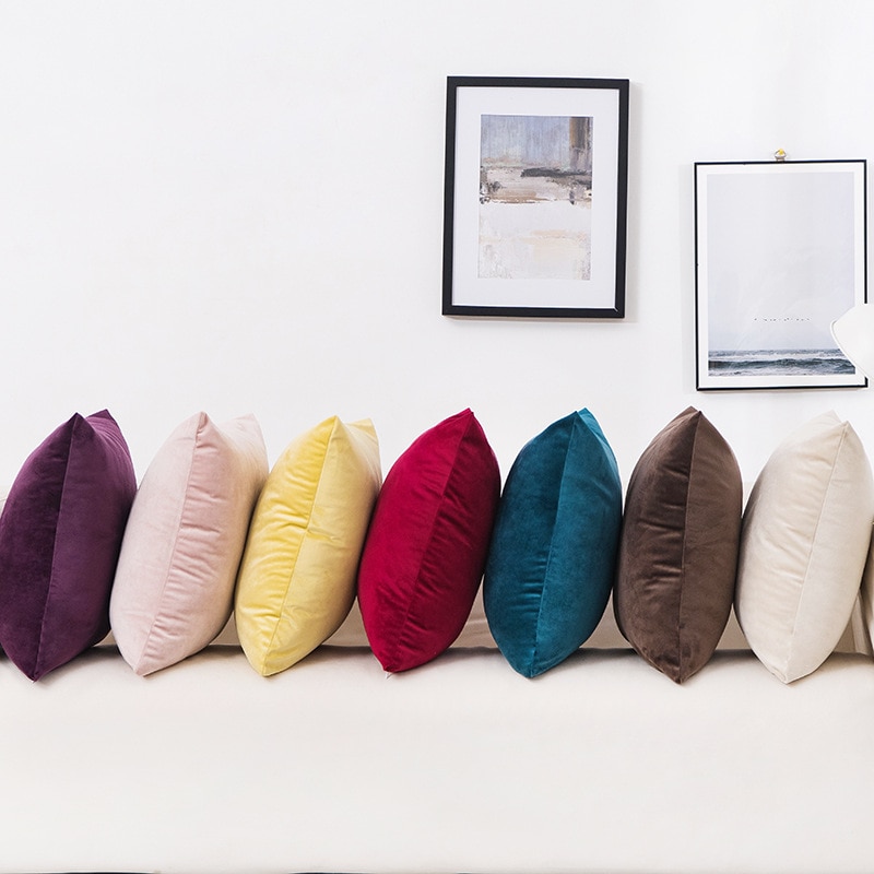 Solid Color Velvet Cushion Cover