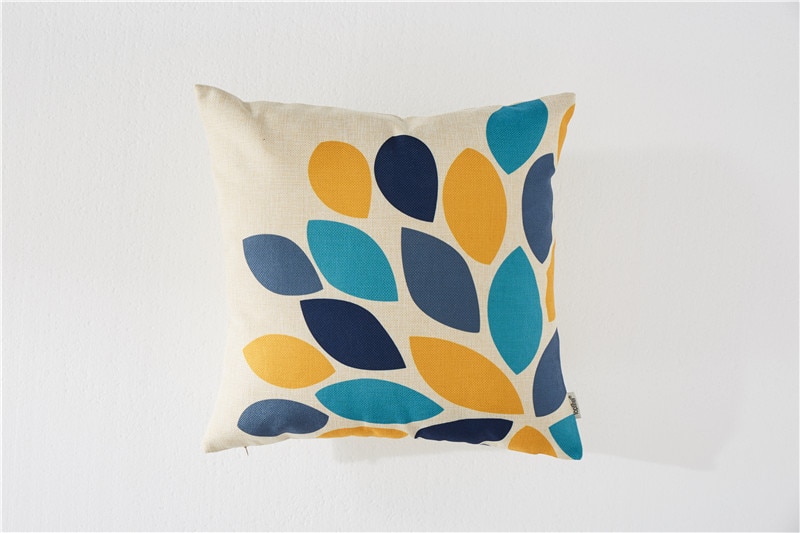 Simple Colorful Patterned Linen Cushion Cover