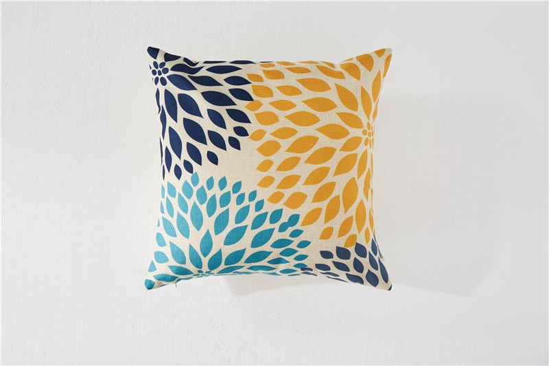 Simple Colorful Patterned Linen Cushion Cover