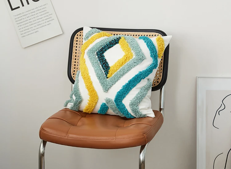 Colorful Tufted Square Cushion Cover