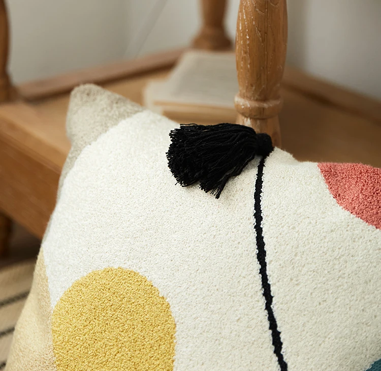 Colorful Tufted Square Cushion Cover