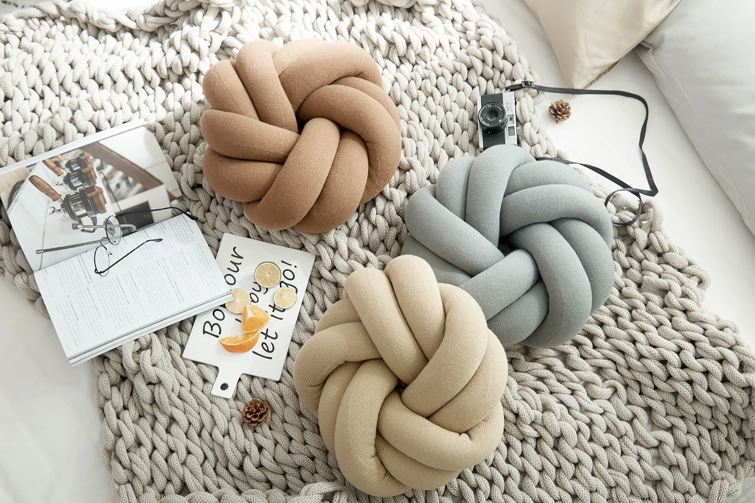 Cotton DIY Hand Knot Pillow