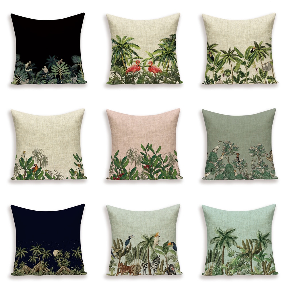 Tropical Jungle Printed Cushion Cover