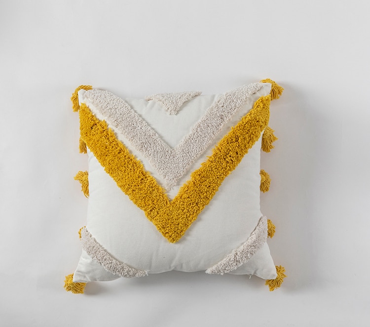 Cotton Cushion Cover Decorated with Tassels