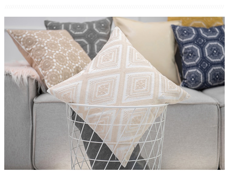 Geometric Pattern Embroidered Pillow Cases