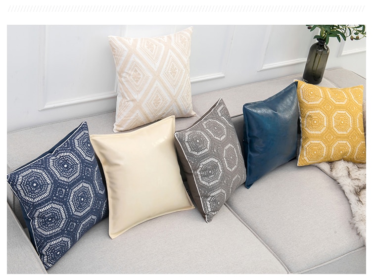 Geometric Pattern Embroidered Pillow Cases