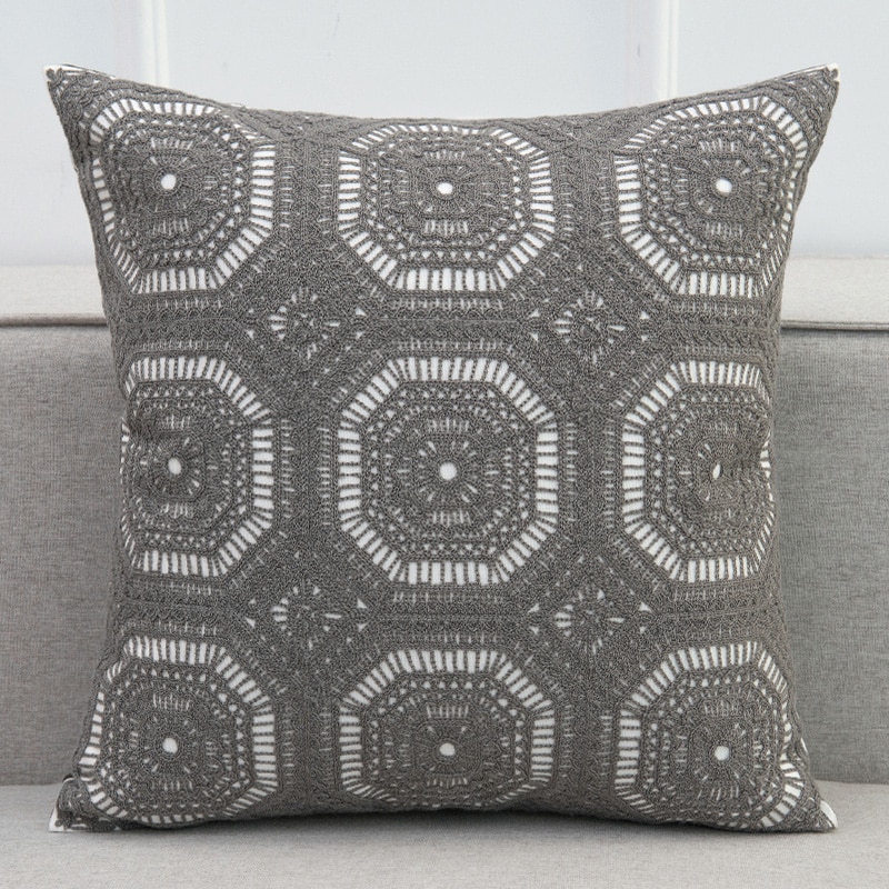 Geometric Pattern Embroidered Pillow Cases