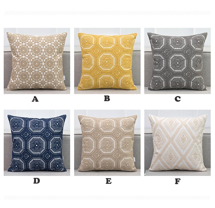 Geometric Pattern Embroidered Pillow Cases