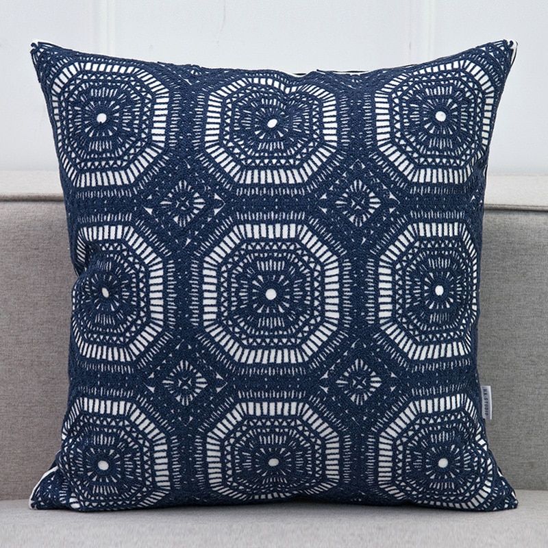 Geometric Pattern Embroidered Pillow Cases