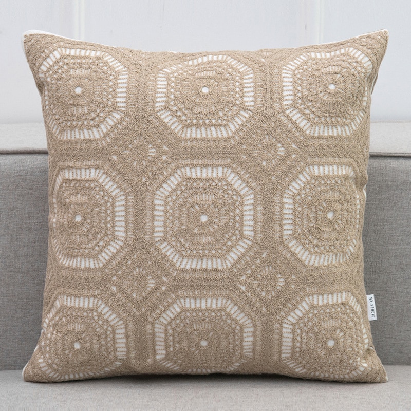 Geometric Pattern Embroidered Pillow Cases