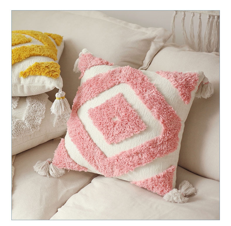 Rhombus Embroidered Cushion Cover