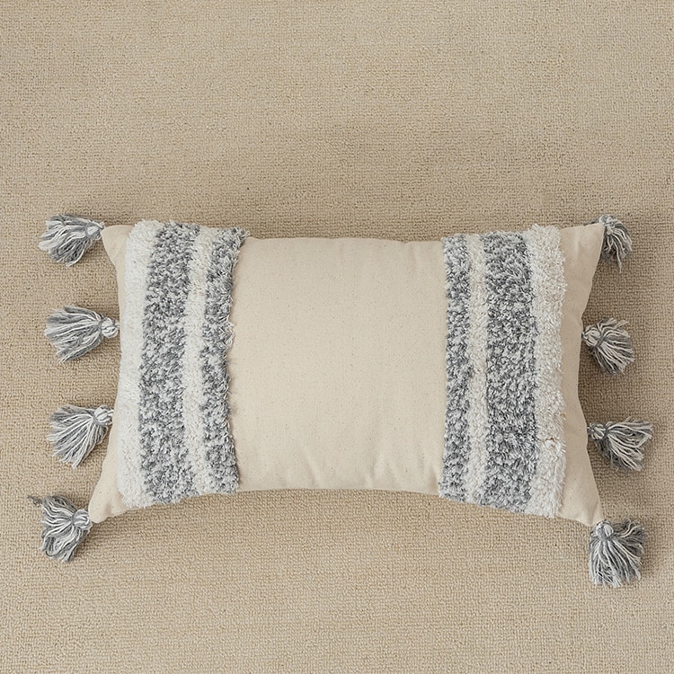 Grey Patterned Ethnic Cushion Cover