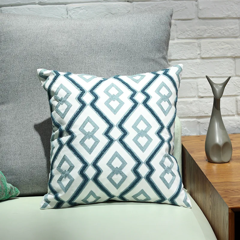 Geometric Embroidery Cushion Cover