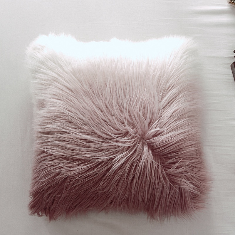 Gradient Color Furry Cushion Cover