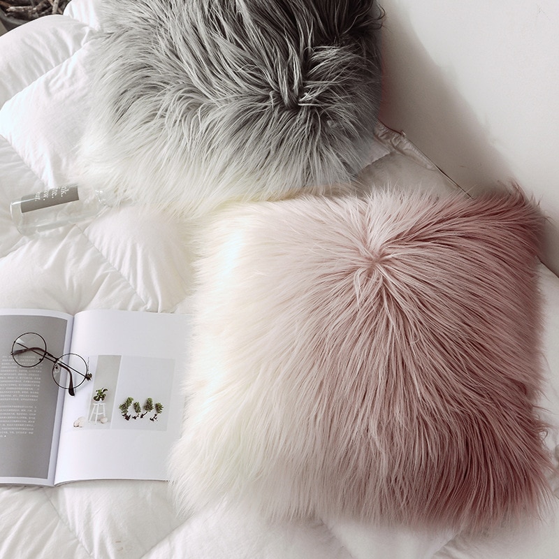 Gradient Color Furry Cushion Cover