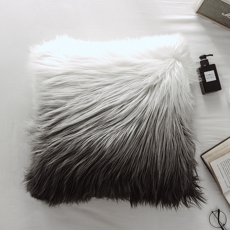 Gradient Color Furry Cushion Cover