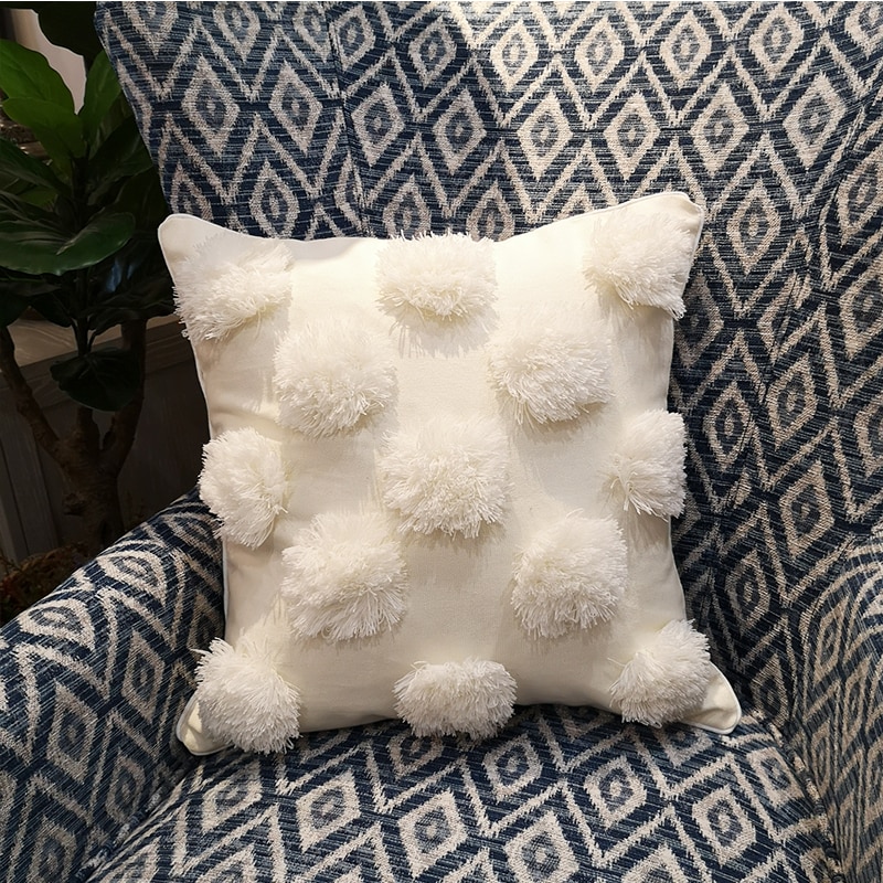 Pompom Plush Cushion Cover