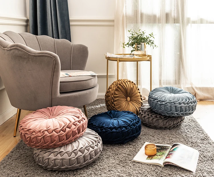 Round Velvet Floor Cushion