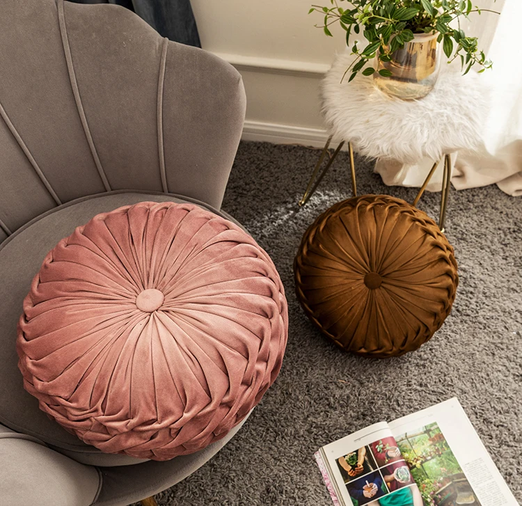 Round Velvet Floor Cushion