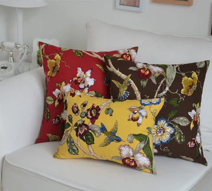 Pastoral Patterned Cotton Cushion Cover