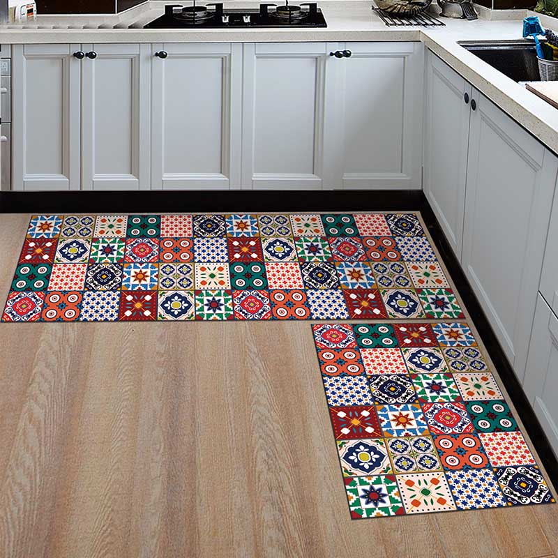 Colorful Boho Pattern Kitchen Mat