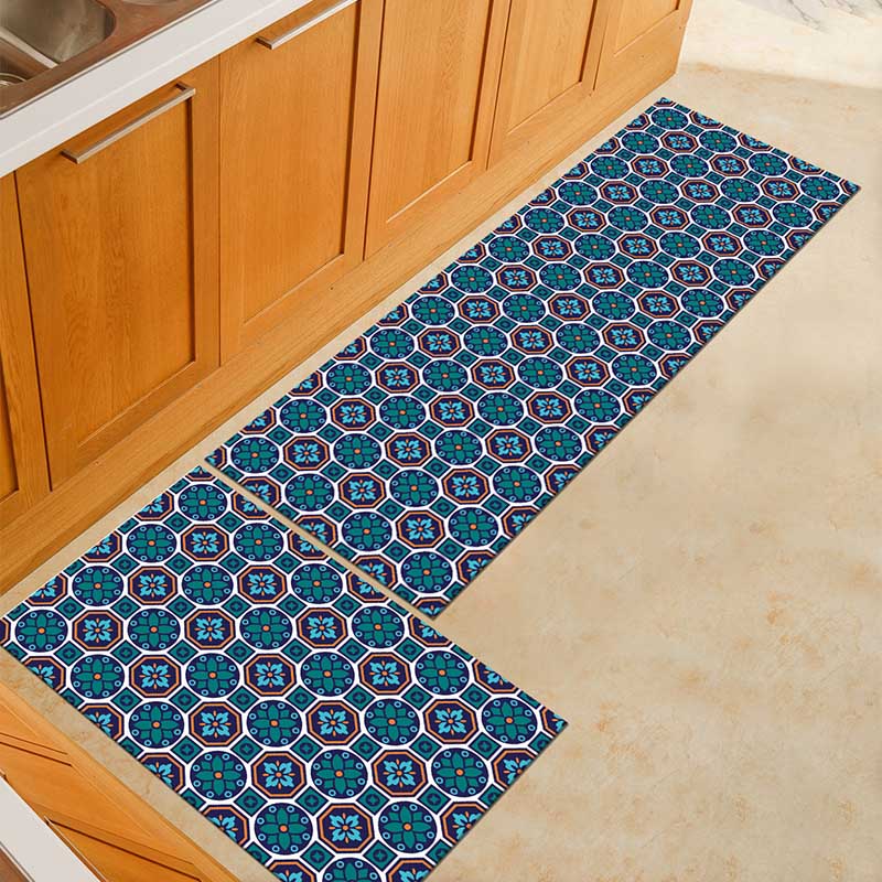 Colorful Boho Pattern Kitchen Mat