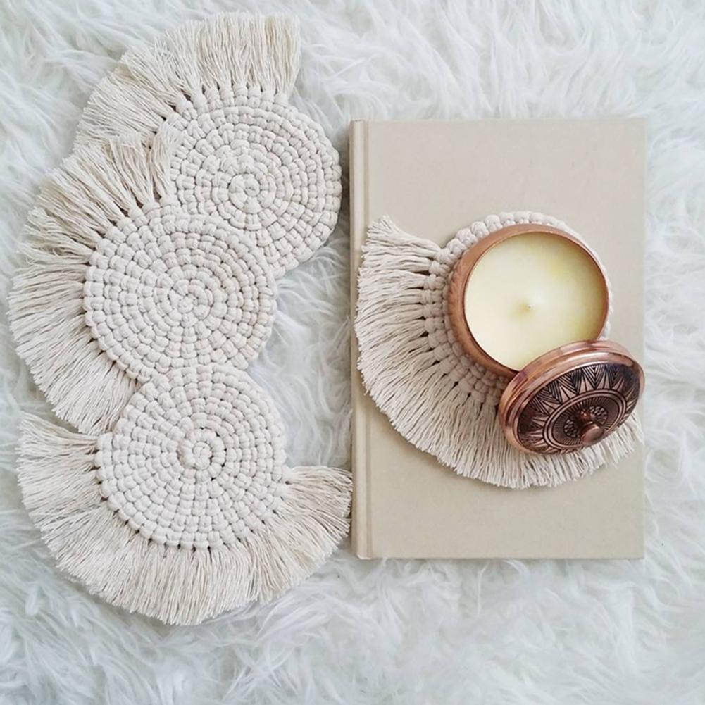 Bohemian Style Macrame Cup Pad Candle