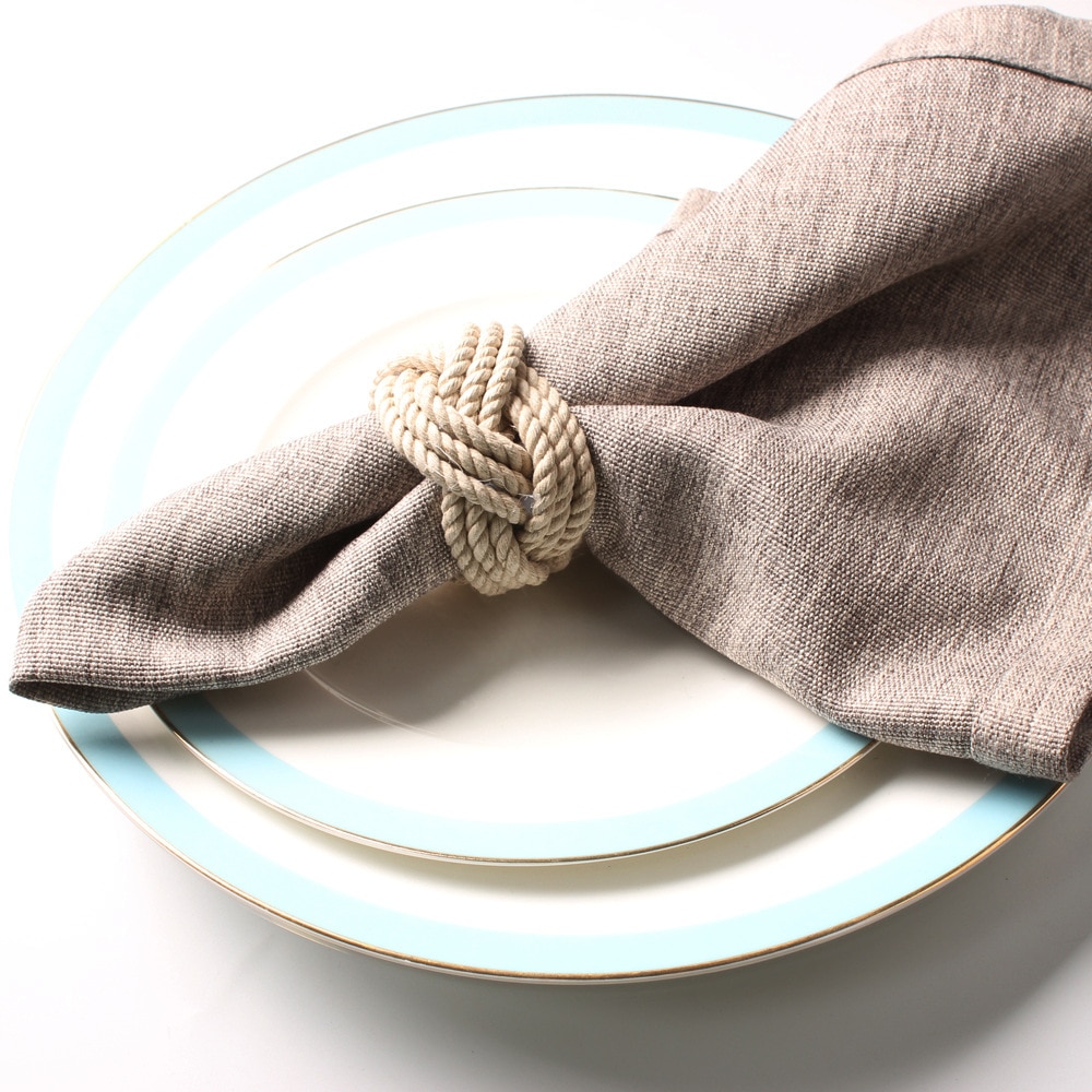 Set of 10 Natural Jute Napkin Rings