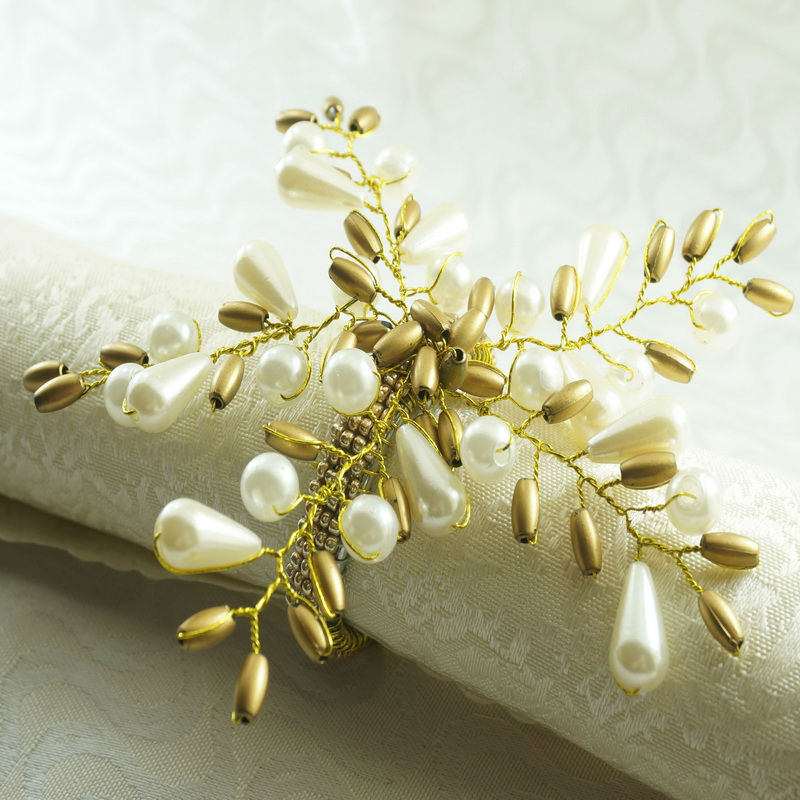 Set of 12 Pearl Flower Napkin Rings