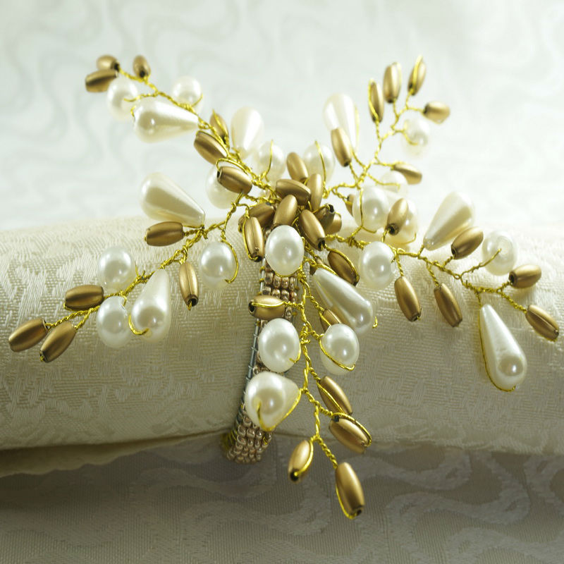 Set of 12 Pearl Flower Napkin Rings