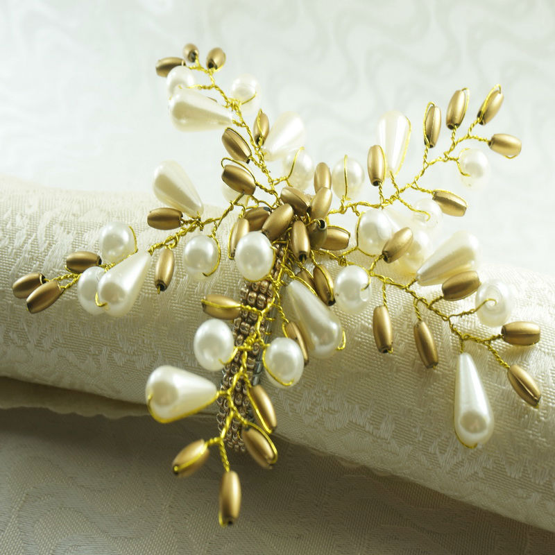 Set of 12 Pearl Flower Napkin Rings