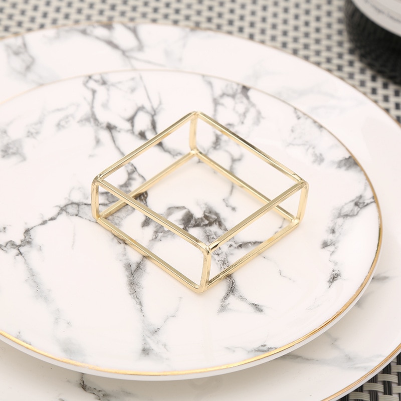 Ten Square Napkin Rings in Gold