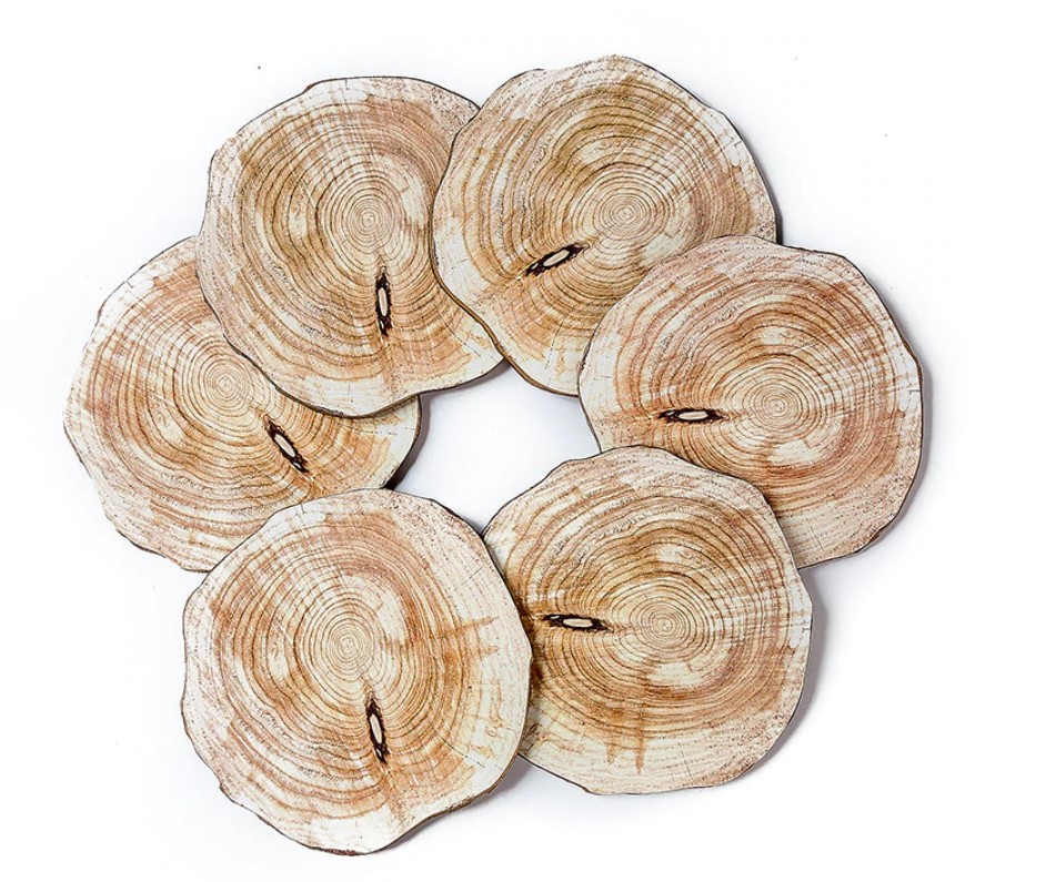 Natural Wood Cup Coaster 6 Pcs Set