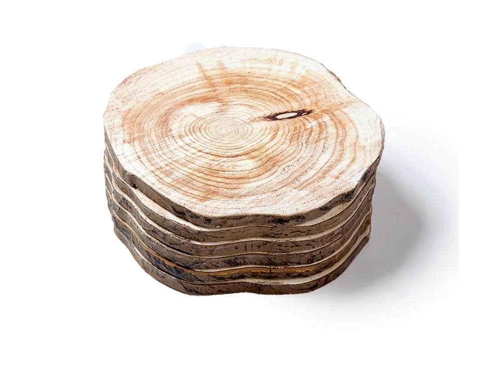 Natural Wood Cup Coaster 6 Pcs Set