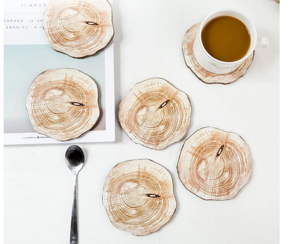 Natural Wood Cup Coaster 6 Pcs Set