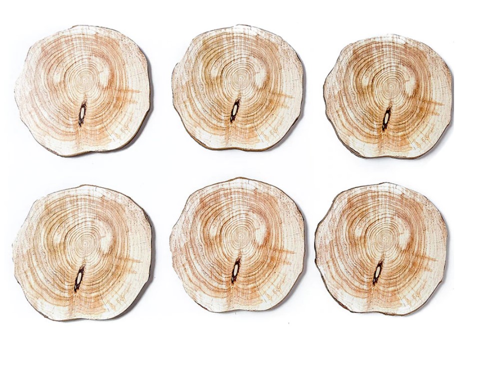 Natural Wood Cup Coaster 6 Pcs Set