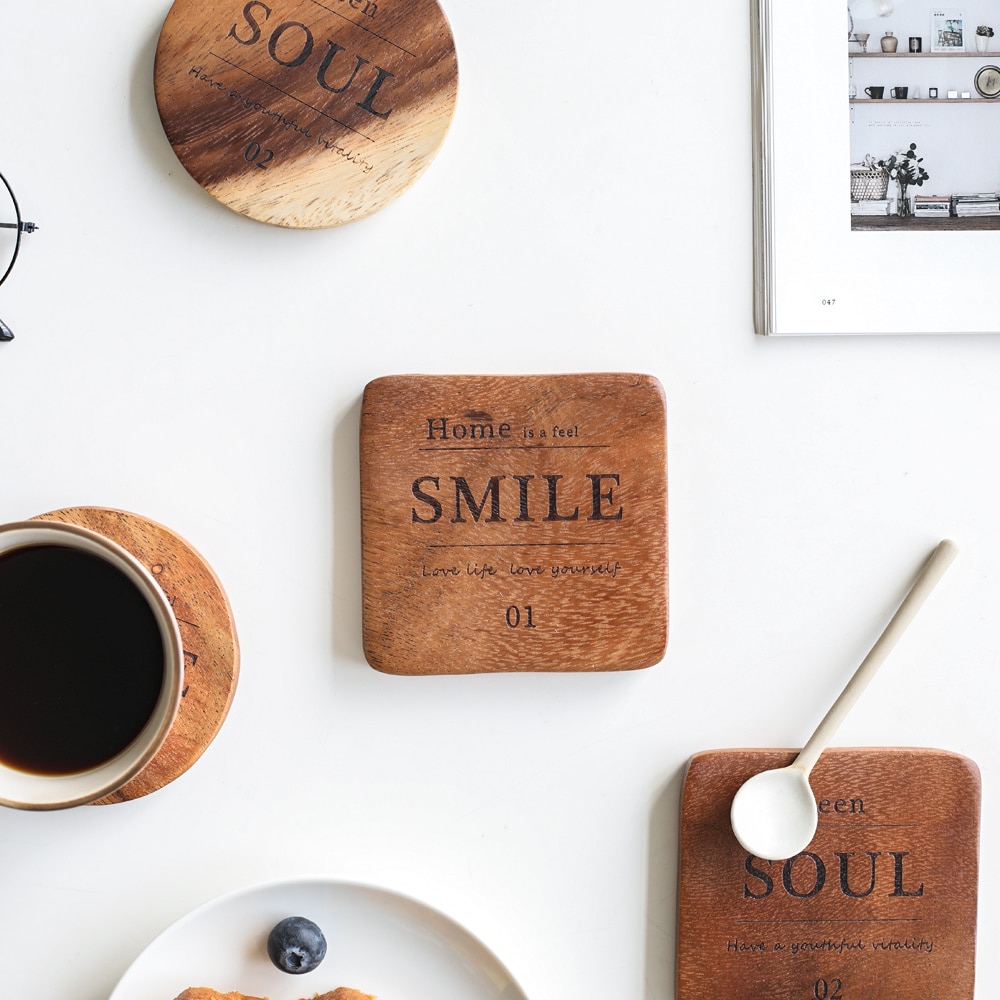 Creative Wood Mug Coaster in Print