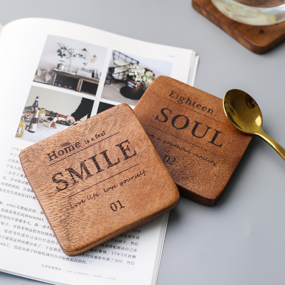 Creative Wood Mug Coaster in Print