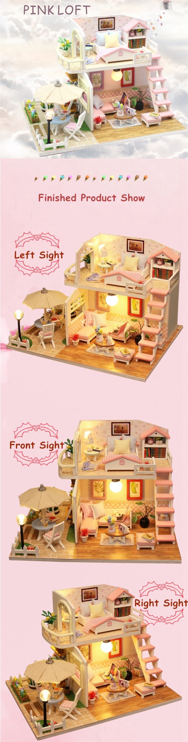 Wooden Multi Style Doll House Kits