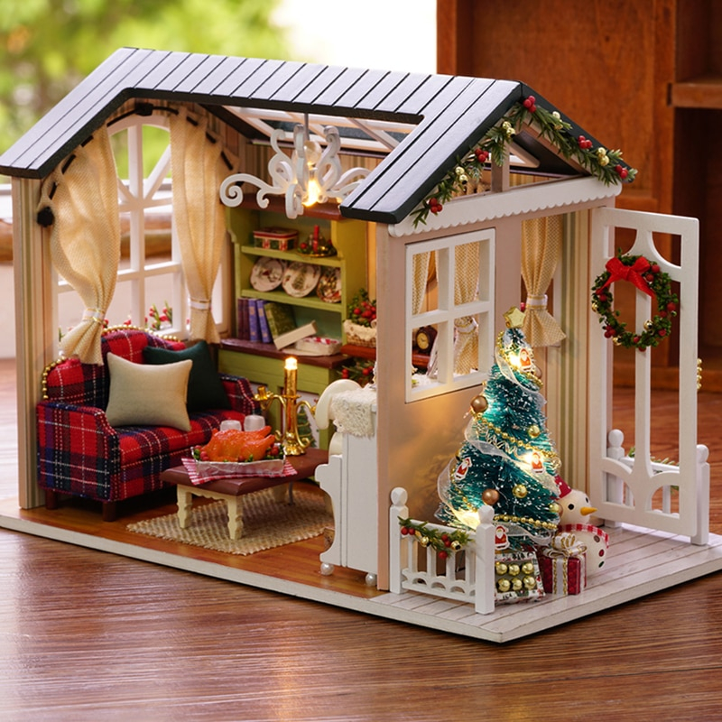 Miniature Wooden DIY Doll House with Dog