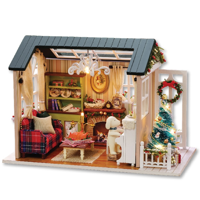 Miniature Wooden DIY Doll House with Dog